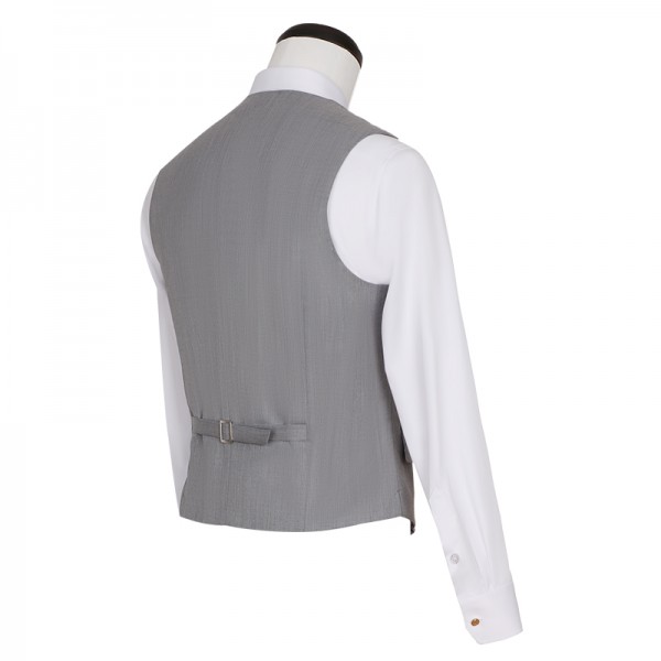 银灰色男士双排四粒扣翻口袋马甲